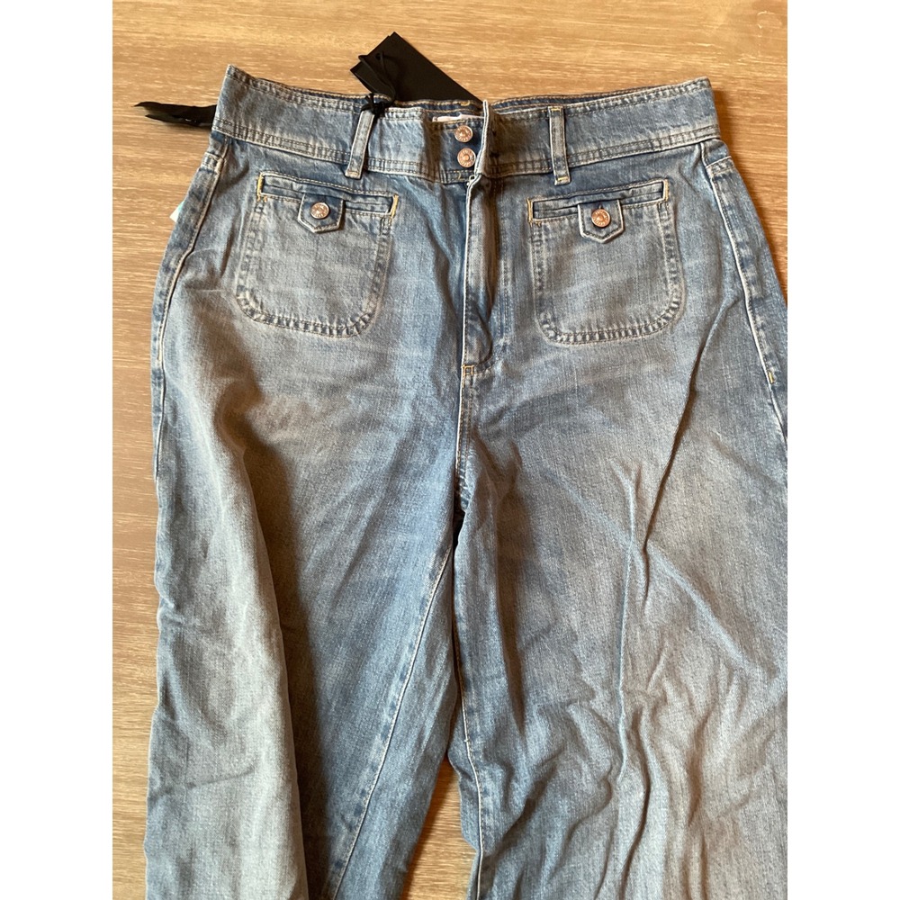 PAIGE Cameron Wide W/ Wide Wb+Welt Stitch Through Pockets Jeans Lt Blue  10 NWT - Picture 7 of 8